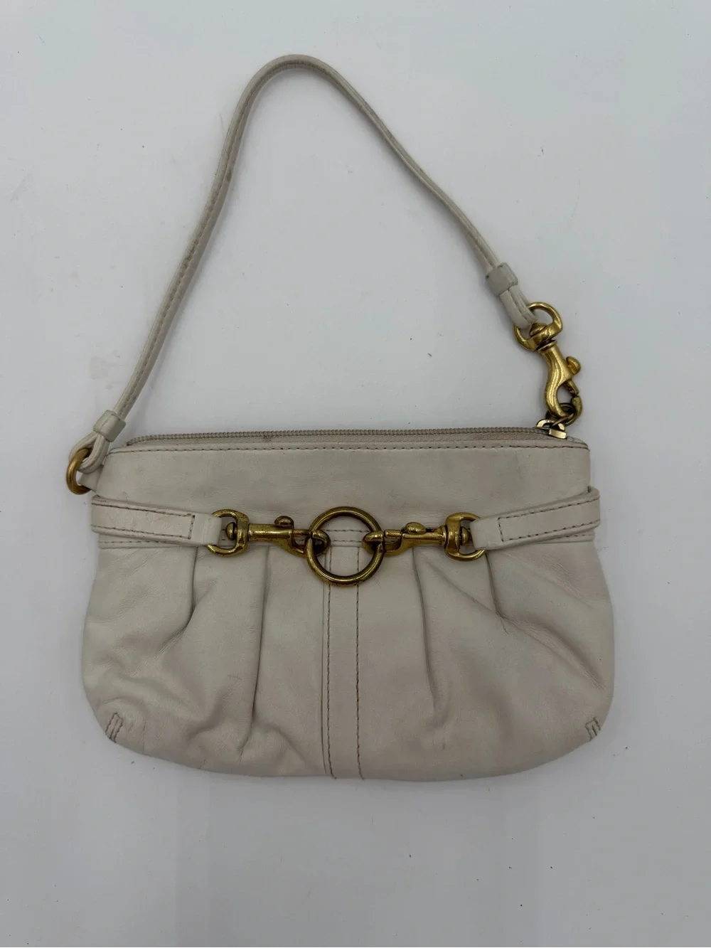 Coach Hamptons Ergo Pleated White Leather Wristlet
